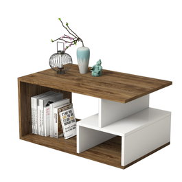 Hanah Home Mesa de café Arte 2042 nogal oscuro y blanco